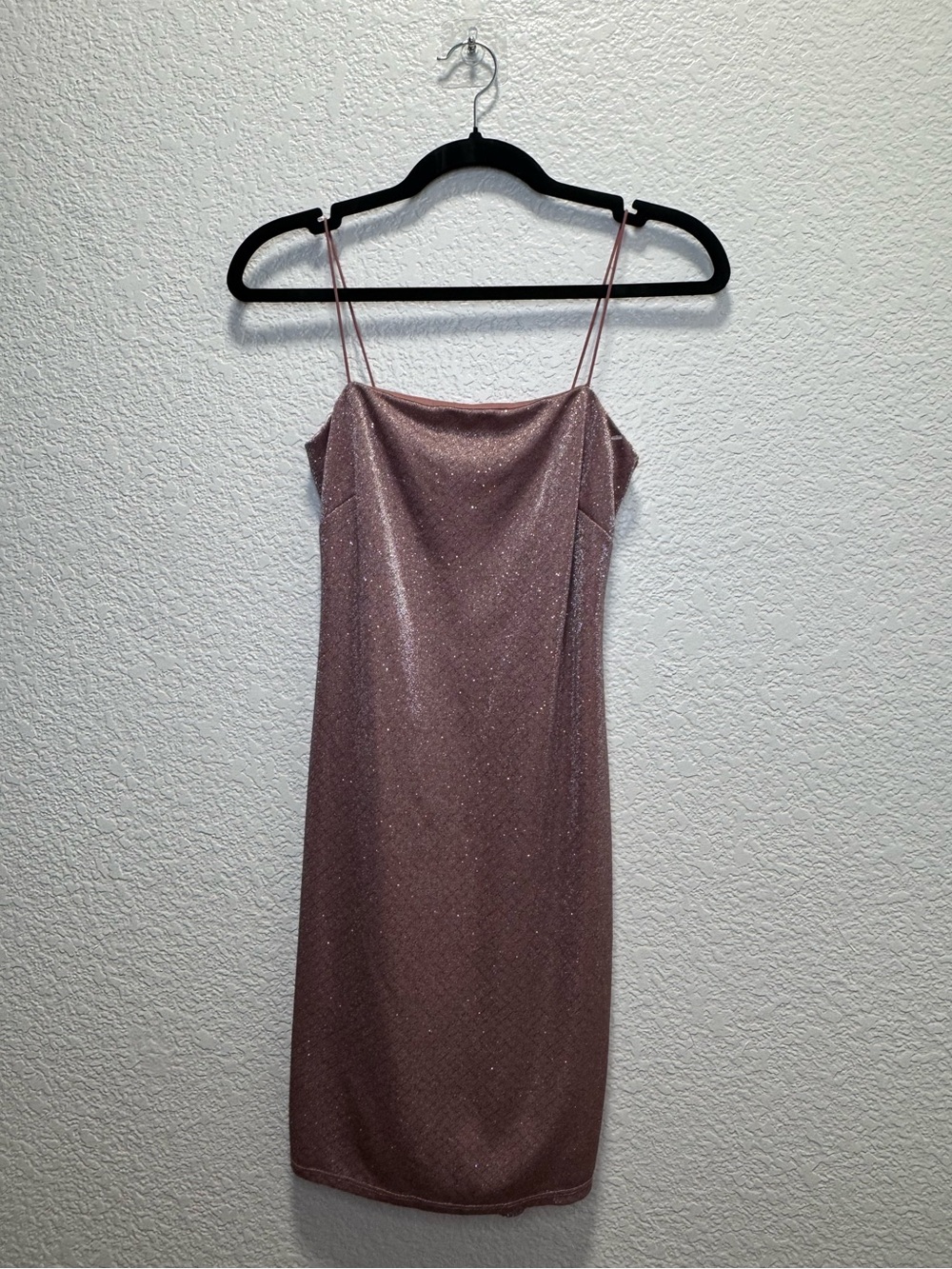 Shimmer Cowl Neck Mini Dress in Dusty Rose